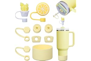 FOSFUKEER Stanley zestaw akcesoriów, zawiera 6 szczelnych zatyczek silikonowych, 2 pokrywki ze słomki, 1 silikonowe etui do kubków Stanley Cup 1,2 l i 850 ml, kubki nie wchodzą w zakres dostawy