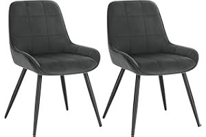 ‎WOLTU WOLTU Esszimmerstühle 2er Set, Polsterstuhl Samt, Küchenstuhl gepolstert, Akzentstuhl für Wohnzimmer Schlafzimmer Küche, ergonomischer Stuhl mit Rückenlehne, Dunkelgrau, BH331dgr-2