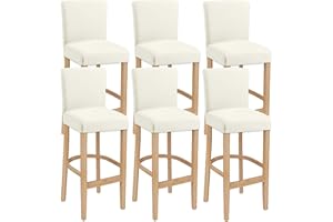 LANSHENG Fundas para taburetes de Bar, elásticas, Lavables, Extensibles y extraíbles, para Silla de Comedor giratoria Corta, Silla de Bar, Taburete (Marfil, 6 Piezas)