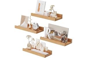 YheenLf Vägghylla, set om 4, 30 x 12 cm svävande hylla, hyllbräda med för fotoram och dekorationer, för vardagsrum, arbetsrum