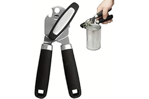 BENIFILE Tin Opener Can-opener Manual Stainless Steel Can Openers That Work with Soft Grips, Heavy Duty Tin Openers for Arthritis Hands with Sharp Cutting Blades Kitchen Gadgets, Black