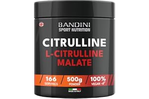 Bandini® Citrulline Malate 2:1 500g Powder | 3g Daily Dose - 166 Servings | L-Citrulline Malate Nitric Oxide Enhancer | Pre-Workout Supplement for Athletes | Unflavoured Essential Amino Acid | Vegan