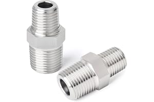 ERGAOBOY Nipplo esagonale in acciaio inossidabile 304 da 2 pezzi, raccordo per tubo riduttore maschio BSP da 1/2 "x 3/8"