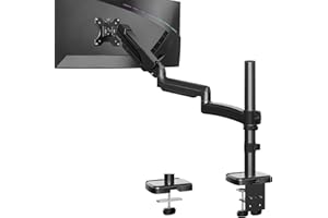 MOUNTUP 705mm Extra Long Arm Single Monitor Arm, for 13-32 inch Screen, Holds Max 9kg, Height Adjustable Monitors Arm Desk Mount with Tilt, Swivel, Rotation, C-Clamp＆Grommet Base, EU6021B