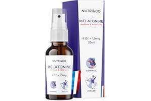NUTRI & CO Mélatonine 1,9 mg en Spray - Action Rapide 30min - Aubépine Mélisse Valériane - Endormissement Sommeil Relaxation - Arôme Naturel Vanille - Format Spray 20ml - Vegan Fabriqué en France