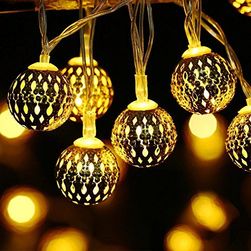 lederTEK, Solar Lichterkette 3,5m 10 LED Kugel warmweiß mit Lichtsensor Weihnachtsbeleuchtung, Beleuchtung für Haushalt, Hochzeit, Weihnachten - 2
