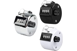 KFSCIP 3 PCS Clicker Counter, Tally Counter, 3 Colors, 4-Digit Clicker Counter, Row Counter, People Counter Clicker, Pitch Counter for Golf Stroke, Baseball, Coaching, Knitting, Lap, Row Sport, Silver