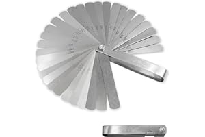 PCSFOE 32 Blades Feeler Gauge, Stainless Steel, Double Marked Metric and Imperial Measuring Tool, Measuring Gauge, Valve Gauge, Steel Feeler Gauge, Bendable Feeler Gauge for Measuring Gap Width Thickness