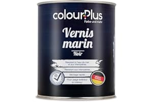 COLOURPLUS FARBE UND MEHR ColourPlus Vernis Marin 750 ml - Noir - Vernis bois extérieur brillant, résistant à l'eau et intempéries | Pour bateaux, fenêtres, meubles et jardin | Résistant aux UV