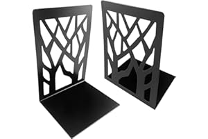 Gentpovth Pack of 2 Black Metal Bookends, Book Holder, Reading Stand with Non-Slip Pads and Secure Edges, Book Holder for Books, Bookends for Shelves, for Library, School, Office, Home