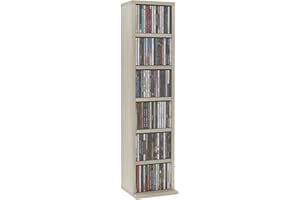 Homgoday Armoire à CD avec 6 Compartiments, Bois D'ingénierie Tour CD, Meuble de Rangement DVD, ÉTagère CD et DVD pour Salon, Chambre, Bureau
