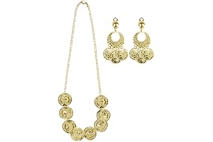 shoperama Schmuck Set Kette Clip-Ohrringe Gold-Münzen Göttin Haremsdame Wahrsagerin Zigeunerin Römerin Orient 1001 Nacht