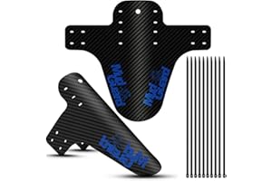 BABIOMS BAIBEI 2Pcs Paraspruzzi per Bicicletta MTB, Parafango Anteriore e Posteriore, Adatto a 650B 20"26" 27.5"29 Pollici con 10 Cavo di Collegamento (goffratura Piccola Fibra di Carbonio)