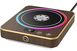 Suewow Elektrischer Kaffeewärmer,kaffetasse warmhaltend,tassenwärmer für Schreibtisch mit Temperaturanzeige, 3 Temperatureinstellungen, 1-12H Auto Ausschalten, für Kaffeemilch Tee Getränk