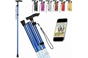 TIRIMBELES Bastón Plegable Ligero de Aluminio. Bastón para Mayores y Rehabilitación, Bastones Extensibles para Caminar 5 Alturas Ajustables, Bastón Telescópico, Estable y Seguro con Taco Antideslizante