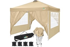 COBIZI Tonnelle De Jardin 3 X 3 M Tonnelle Pliante Tente RéCeption，Barnum Pliant 3x3 with 4 Removeable Sidewalls, à Hauteur RéGlable pour FêTe Marriage Les ActivitéS Commerciales,Kaki