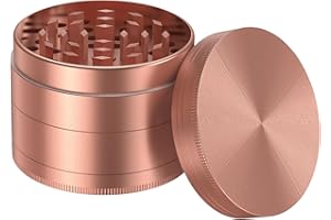 Bäcker & Lecker Grinder 75MM Crusher Mühle Pollen Kräutermühle 4-teilig Set mit Pollen Scraper für getrocknete Kräuter Spice Gewürze Herb aus Zinklegierung Rosegold