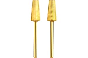 JCMaster 2 Punte per Fresa Unghie Carburo di Tungsteno per la Rimozione di Unghie Acriliche Gel Cuticole e Unghie extra Spesse Misura Universale Progettate per Principianti Grana Medium Color Oro