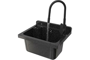 Sink with Mixer Tap and Space for Soap Dispenser Garage Cellar Workshop and Laundry Room - Universal Wash Basin with Siphon - Wall Mounted Sink - 42 x 34 x 24 cm - Black - Granitan