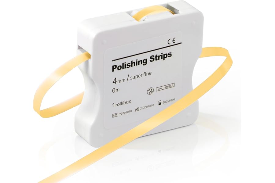 Annhua Dental Polishing Strips, 20μm Tooth File for Sharp Teeth, 4mm x 6M Composite Resin Dental Abrasive Strips for Teeth Cleaning, Grinding (Yellow)