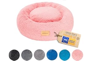 MIMIKO Pets - Cuccia Cane & Gatto | L (60 cm) Rosa | Cuccia Pelosa per Cani Lavabile a forma Ciambella | Cuccia Cane Interno, Cuccia Gatto Interno, Cuscino Gatto, Cucce per Cani da Interno