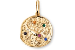 SINGULARU - Charm Organic Colors Zodiaco. Colgante en Latón con Acabado Baño de Oro de 18Kt. Charm Combinable con Collar. Joyas para Mujer