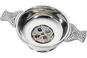 Wentworth Pewter - Standard Pewter Gem Cross Quaich Whisky Tasting Bowl Loving Cup Burns Night
