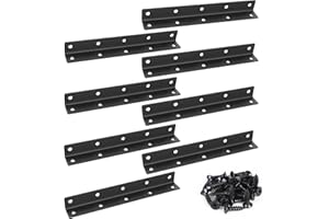 MIGUBIGU 8 pezzi Connettori Angolari a Forma di L Nero 225 x 27 x 27MM, 90 Gradi Staffa Angolare in Acciaio Inox con 80 Viti, Staffa a L Giunzione per Rinforzi, Riparazioni, Tavoli, Armadi, Mobili