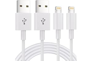JJCALL iPhone Charging Cable, Lightning Cable (2 Pack 1.8 m), iPhone Cable (MFi Certified) for Apple iPhone 14 / 13 Pro / Max / Mini / XS / XR / X / 8 / 7 / 6 / 6s Plus / 5 SE, iPad Air (White)