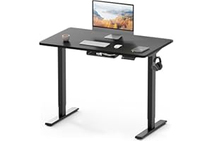 FLEXISPOT ONE PIECE Electric Standing Desk Height Adjustable Sit Stand Up Desk for Home Office with Memory Smart Pannel (100 * 60cm Black Frame+ Black Desktop)