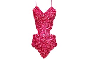 GROUPTAP Latin women dance fancy sequin backless ballroom star show dress top (no skirt) golden/silver/pink red for tango samba rumba ladies outfit