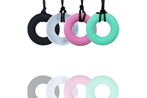 ALKAIDCHAO Silicone Chew Necklace, 4 Pack Sensory Chew Toys Bundle for Kids with Teething, ADHD, Autism, Biting Needs, Oral Motor Chewy Teether Pendant for Boys & Girls