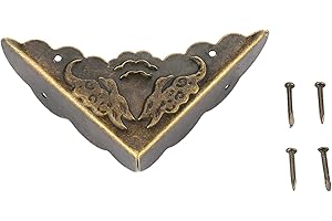 OUMEFAR 12Pcs Protezione angolare in bronzo Angolo decorativo per mobili vintage per cassa in legno Custodia per gioielli Scatola portaoggetti Piedi Gambe Protezione angolare