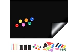 CIMVIDI Pellicola magnetica autoadesiva, 45 x 100 cm, lavagnetta lavabile, 6 calamite, 6 calamite, panno, tangram, porta gesso, porta penna magnetica