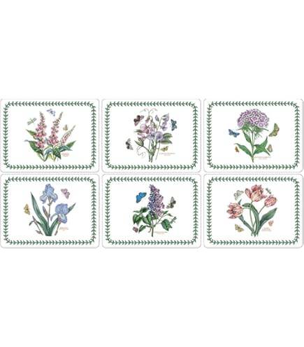 Pimpernel 10,5 Centimetri di Diametro, MDF, con Sughero, Tondo, Motivo botanico sottobicchieri da Giardino, 4 Pezzi, colorato, Colore