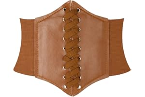 HANERDUN Cinturones Ancho para Mujer Cintura Elástica Ancha Correa de Piel con Cordones Corsé Cinturón retro Cinch Cuatro Tamaños