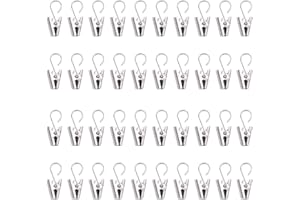 YILIYA Edelstahl Metall Vorhang Clips Mit Haken Silber Gardinen Klammer Für Vorhänge Fotos Home Dekoration Duschvorhang Hängende 40 Stück