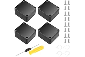 VAIGU:OA Verteilerdose wasserdicht IP65, Wasserdichte Abzweigdose schwarz, Verteilerdose Aufputz Abzweigkasten, 4 Stück Verbindungsdose inklusive passender Schrauben und Dichtstreifen, Schwarz, 65×58×35 mm