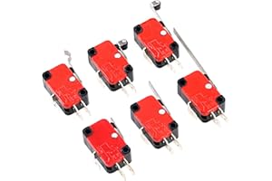 Swpeet 24Pcs Micro Limit Switch Assorment Kit, Long Hinge Roller Momentary Cherry Push Button SPDT Snap Action Perfect for Arduino, Appliance and Electronic Equipment - V-151/152/153/154/155/156-1C25