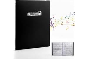 QINGZY Notenmappe, Music Sheet Chormappe, Notenordner Chormappe A4, 20 Páginas/40 Taschen, Wasserdicht Musikordner für Gemälde, Notenblätter, Dokumente (Schwarz)