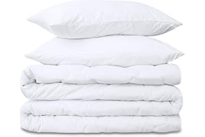 Amazinggirl Piumino letto matrimoniale o singolo 220x200 cm - trapunta tutto l'anno e piumone leggero bianco caldo Completo: Piumino 200 x 220 cm con 2 X cuscini 80 x 80 cm Seconda scelta Oeko-Tex