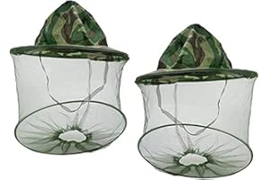 GCROET 2ST Bienen-Wächter-Hüte, Tarnung Bienenzucht Imker Anti-Moskito-Bienen-Wanzen-Insekt-Fliegen-Maske-Kappe mit Kopf Netz-Ineinander greifen Gesichtsschutz Outdoor-Angelausrüstung, Imker Hut