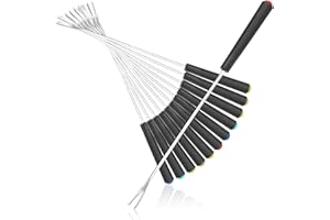 HOBBYTECH Fourchettes Pique à Fondue Lot de 12 pièces en Acier Inoxydable de 24 cm poignées résistantes à la Chaleur pour Fondue Fromage Chocolat Viande ou Guimauve différentes Couleurs