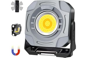 MASMEJOR Faro LED Ricaricabile 30W, Lampada da Lavoro Ricaricabile con 7 Modalità di Luce, 1500LM Faro a Batteria 4000mAh & 2 Magneti Potenti, Ideale per Campeggio, Lavoro, Pesca