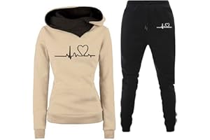 HAOLEI Ensemble Jogging Femme 2 pièces Survetement de Sport Pantalon Et Sweat à Capuche Survetement Femme Ensemble Chic Et Elegant Ensemble Imprimé Femme Vetement De Sport(S-3XL)