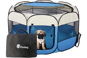 FLOVING Plegable portátil Parque de Mascotas Uso en Interiores/Exteriores -8 Panel, Resistente al Agua (M:73 * 73 * 43CM)