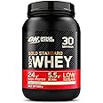 Optimum Nutrition Gold Standard 100% Whey Muscle Building and Recovery Protein Powder With Naturally Occurring Glutamine and BCAA Amino Acids, Unflavoured, 30 Servings, 900 g