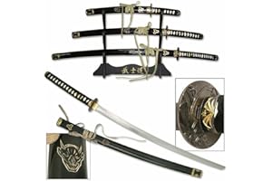 ‎57 SPECIAL REPLICAS Sword Set - Katana Sword Real, Wakizashi, Tanto - Samurai Sword Made of Steel - Samurai Swords as Anime Decoration - Japanese Sword with Sword Stand - Ninja Sword