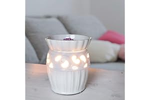 CANDLE-LITE Candle Lite elektrische Duftlampe | Duftlampe Mossel | Aromalampe für Duftwachs | Raumduft Elektrisch | Duftlampe Keramik Weiß | Lampe für Büro, Schlafzimmer, Yoga