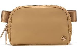 Pander Double Zipper Fanny Pack Nylon Everywhere Belt Bag, Fashion Waist Packs for Women with Adjustable Strap, 1L. (Burnt Caramel)